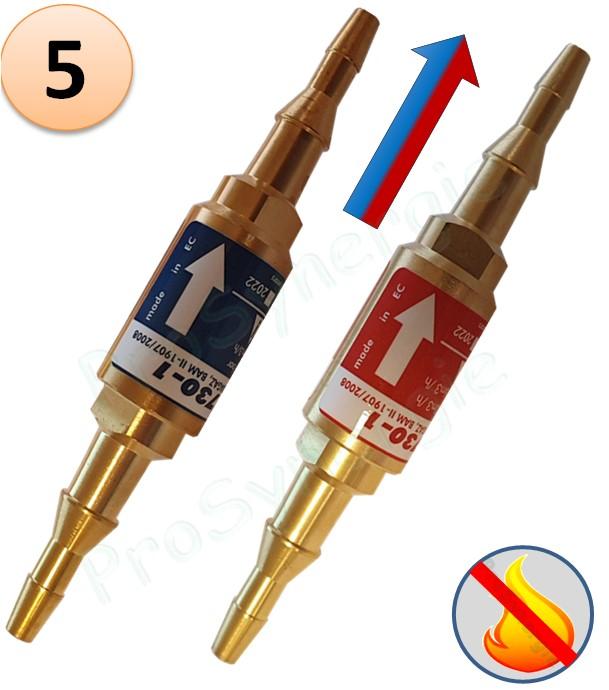 Raccord anti-retour pare flamme SafeGuard 2 - Montage Tuyau - Oxygène ou gaz combustible - Entrée Tuyau 6-10 - Sortie Tuyau 6-10