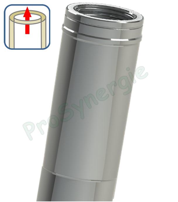 Tuyau Réglable (L utile de 360 à 530mm ou de 680 à 860mm) conduit de fumée Isolé Duoten (Inox 316/304)