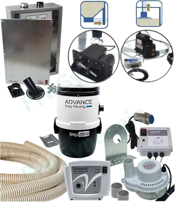 Kit mini moov Confort ou Eco - Transfert pneumatique (granulé / pellet) captage manuel ou automatique (haut ou bas), aspirateur, doseur encastrable, capteur niveau, contrôleur + coffret protection moteur et pot à poussière