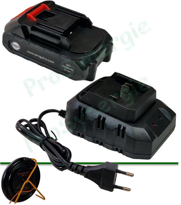 Batterie ou chargeur 18V 2A/h pour FLEXONET 12/12 Rotatif mototisé et sur batterie