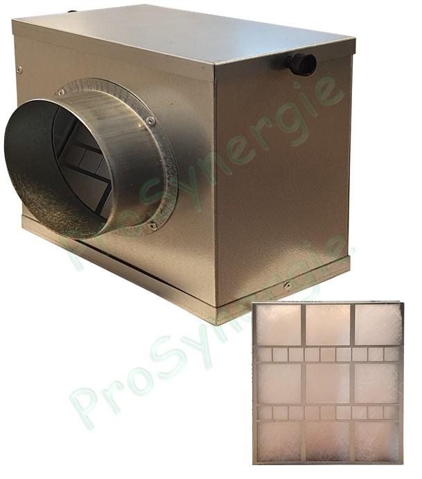 Caisson de filtration avec 1 filtre G4  Ø 125 mm pour récupérateur d´air chaud