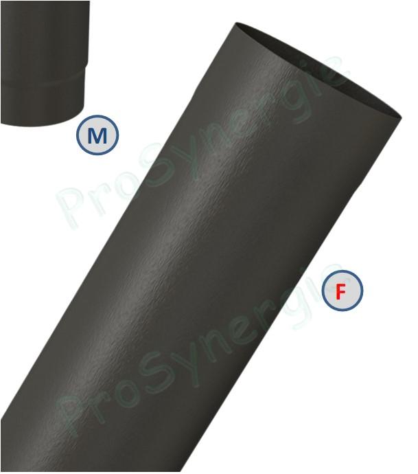 Tuyau de poêle (mâle rétreint) acier émaillé 1mm noir mat Ø 100 à 180mm longueur 1m / 50cm / 25cm