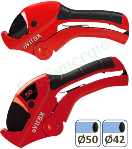 Coupe-tube PVC sécateur à crémaillère 42 ou 50 mm (modèle PC42 pu PC50 Virax) - PVC et composites
