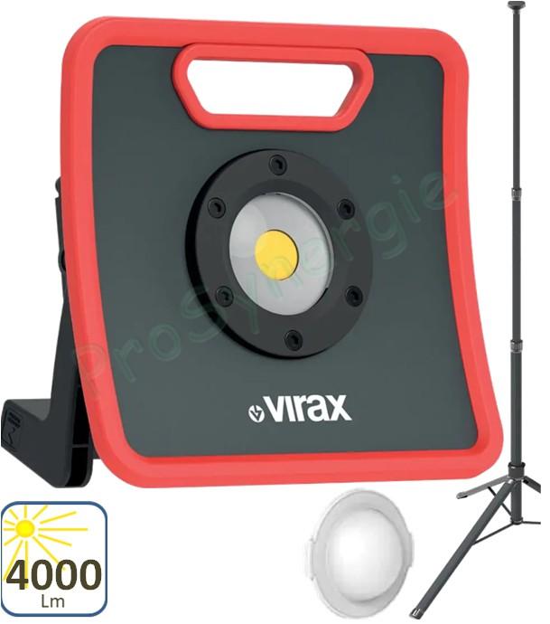 Projecteur XXL Etanche 4000 lumens avec trépied 2m (jusqu'à 14h d´autonomie - Résistant et Etanche - Pied aimenté)
