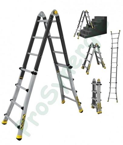 Echelle télescopique professionnelle TT - Modèle 4 x 3 niveaux - Hauteur travail 2.42 m