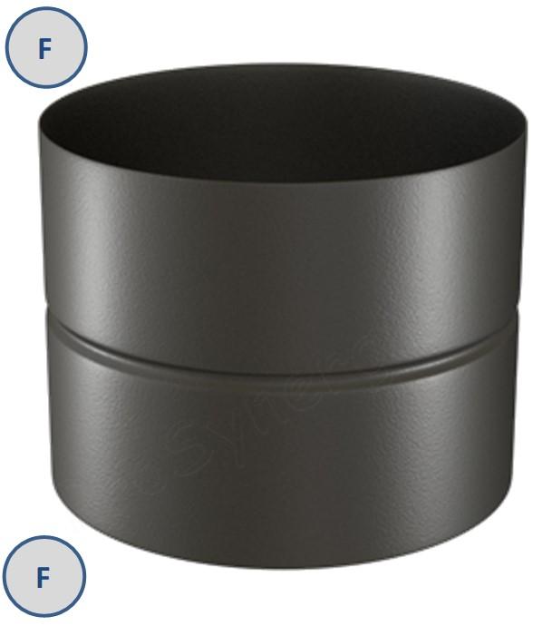 Raccord Femelle / Femelle  pour Tuyau de Conduit de Fumée rétreint acier émaillé noir mat- 12 cm