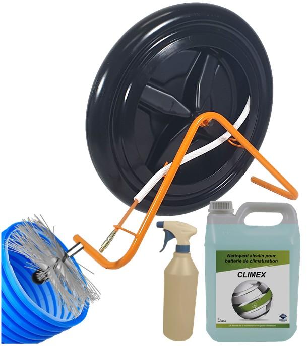 Kit de nettoyage pour puits canadien Ø200 - Tringlerie 20 mètres + Produit d´entretien Climex et vaporisateur