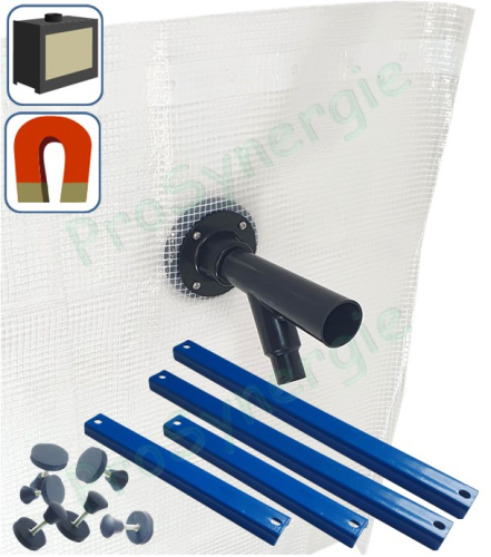 Capte-suie spécial foyer (inserts et poêles) - Kit comprenant 2 bâches et deux jeux d´aimants