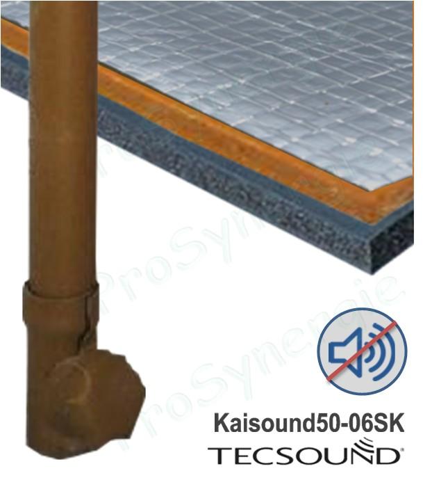 Plaque Isolant acoustique adhésive largeur 1.20 m pour conduits et réseaux masse lourde polymère sans bitume Tecsoud (Kaisound), option 2 composants av. mousse noir NBR ép. 6mm