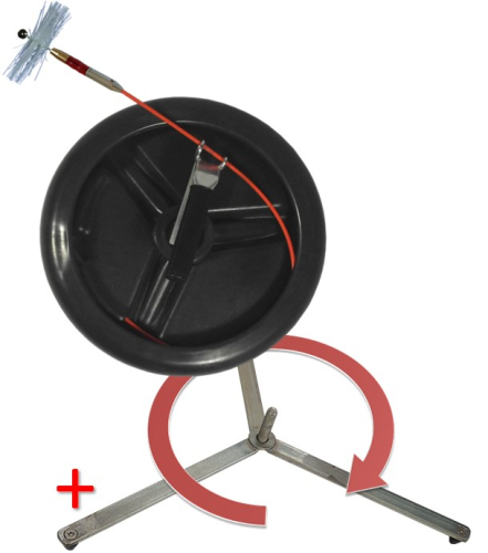 FLEXONET 15/5 - 15 m - Enrouleur et Fibre de ramonage Ø 5 mm avec support au sol et hérissons Ø 80/110/125 mm)