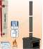 Kit raccordement Email Noir Mat télescopique (hauteur réglable de 1.28 à 2.04 mètres) dessus de poêle Ø 153 mm sur conduit existant plafond avec limiteur de tirage