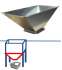 Avaloir, réhausse et couvercle (trémie pellet) section 1060x560mm hauteur 1010mm (contenance 428 litres) acier galvanisé pour cassette de transfert (vis ou pneumatique) de section 262x262mm